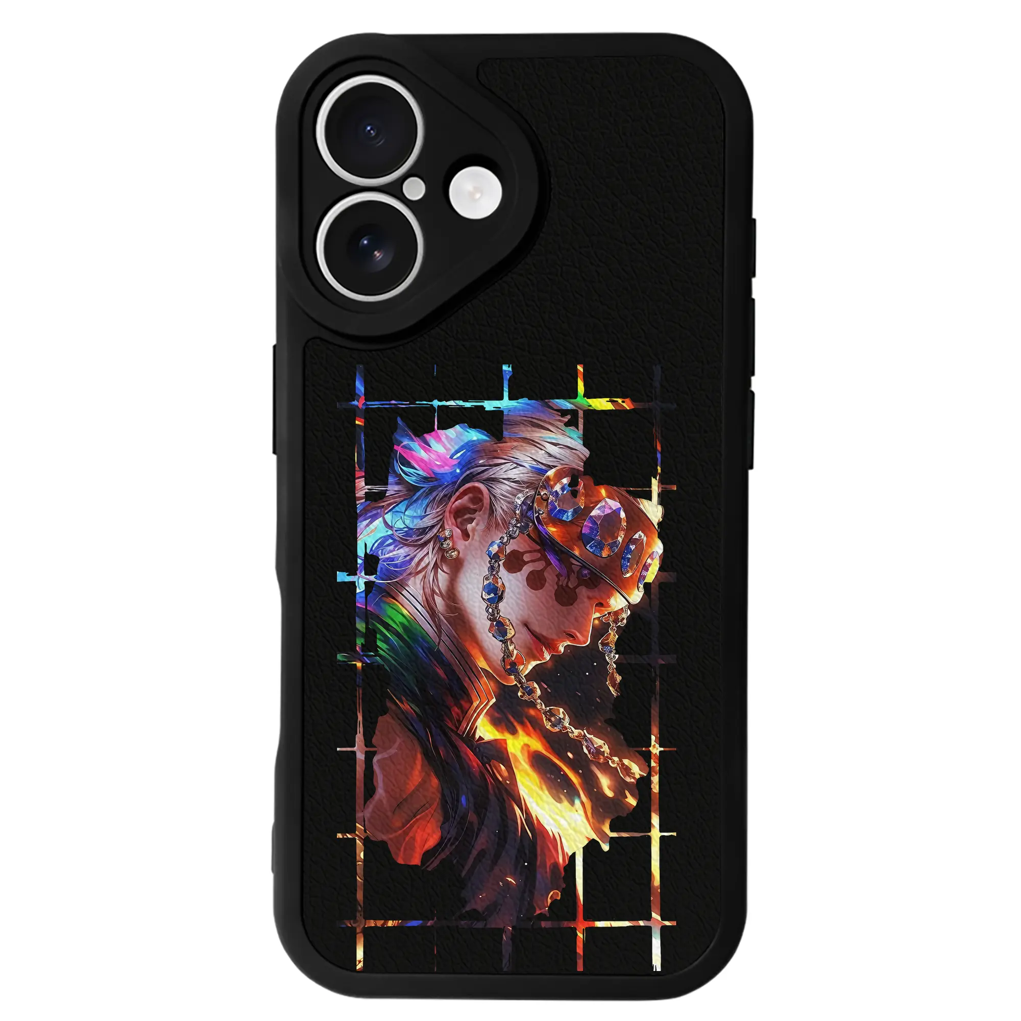 鬼滅の刃 グッズ,宇髄 天元 - IPhone 16シリーズ対応 ・ シリコンスマホケース ・ レザー調 ・ 高精度フィット ・ 耐衝撃 ・ ワイヤレス充電対応 ・ 精密カット